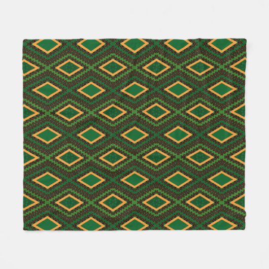 Afro Pop Kente Green Fleecedecke (Vorderseite (Horizontal))
