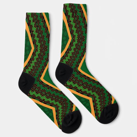 Afro Pop Kente Green Socken (Rechts)