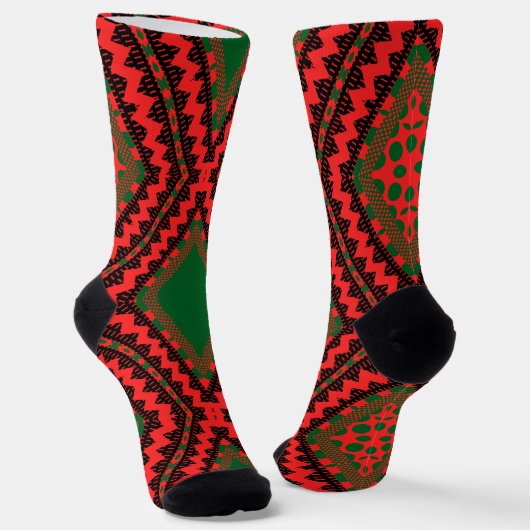 Afro Pop Kente Red Socks Socken (Gewinkelt)