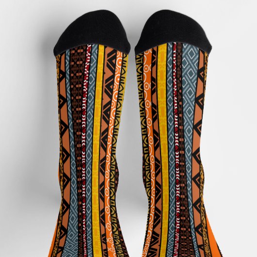 Afro Pop Modern Mudcloth Stripes Socks Socken (Oben)