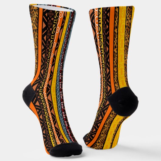 Afro Pop Modern Mudcloth Stripes Socks Socken (Gewinkelt)