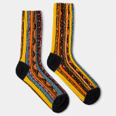 Afro Pop Modern Mudcloth Stripes Socks Socken (Rechts)