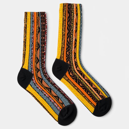Afro Pop Modern Mudcloth Stripes Socks Socken (Rechts)