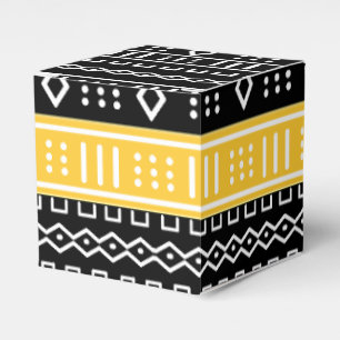 Afro Pop Moderne Mud Cloth Schwarz, Weiß & Gold Geschenkschachtel