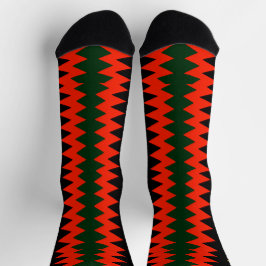 Afro Pop Red Black Gold And Green Tribal Socken