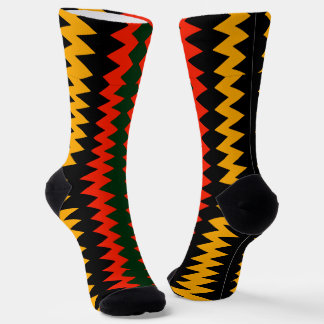 Afro Pop Red Black Gold And Green Tribal Socken