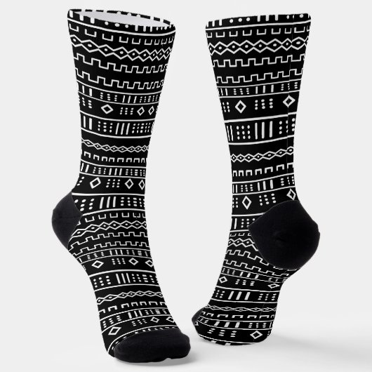 Afro Pop Schwarz-Weiß-Muddocksocken Socken (Gewinkelt)