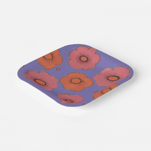 Afro Poppies Paper Plate Pappteller (Gewinkelt)