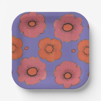 Afro Poppies Paper Plate Pappteller