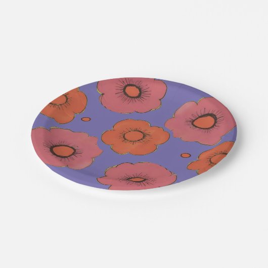 Afro Poppies Pappteller (Schrägansicht)