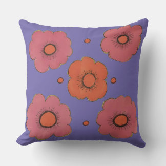 Afro Poppies Square Throw Kissen