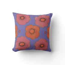 Afro Poppies Throw Kissen