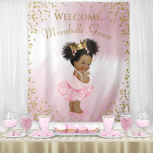Afro Princess Baby Showbanner Wandteppich