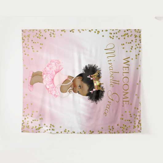 Afro Princess Baby Showbanner Wandteppich (Vorderseite (Horizontal))