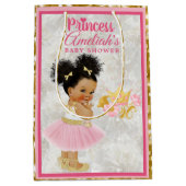 Afro Princess Ballerina Baby Girl Pink|Gold Extrav Mittlere Geschenktüte (Vorderseite)