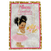 Afro Princess Ballerina Baby Girl Pink|Gold Extrav Mittlere Geschenktüte (Rückseite)