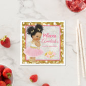 Afro Princess Ballerina Baby Girl Pink|Gold Extrav Serviette (Beispiel)