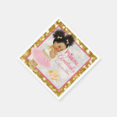 Afro Princess Ballerina Baby Girl Pink|Gold Extrav Serviette (Ecke)