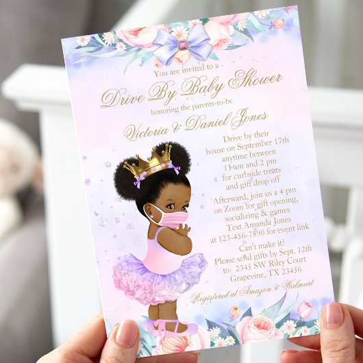 Afro Princess Drive By Baby Shower Einladung