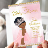 Afro Princess Pink Gold Baby Dusche Einladung