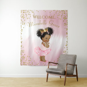 Afro Princess Tutu Babydusche Backbanner Wandteppich