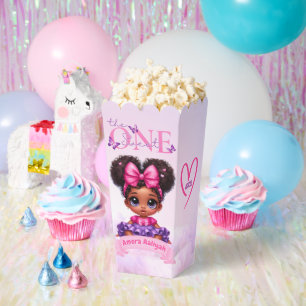 Afro Puff Baby Girl Butterfly Foto 1. Geburtstag Geschenkschachtel