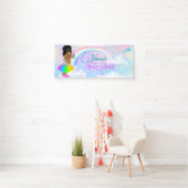 Afro Puff Baby Girl Pastel Rainbow Baby Dusche Banner (Insitu)