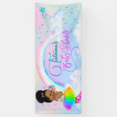 Afro Puff Baby Girl Pastel Rainbow Baby Dusche Banner (Vertikal)