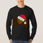 Afro Puff Black Woman Weihnachtsmannmütze Natural T-Shirt (Vorderseite)