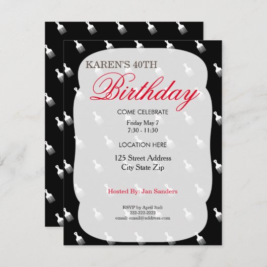 Afro Puff Geburtstagsparty Einladungen (Vorne/Hinten)