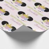 Afro Puff Unicorn Afro American Birthday Party Geschenkpapier (Ecke)