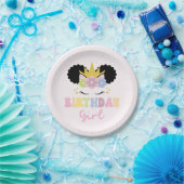 Afro Puff Unicorn Birthday Girl Pappteller (Party)