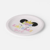 Afro Puff Unicorn Birthday Girl Pappteller (Schrägansicht)