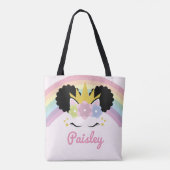 Afro Puff Unicorn Curly Hair Individuelle Name Tasche (Rückseite)