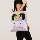 Afro Puff Unicorn Curly Hair Individuelle Name Tasche (Von Nahem)