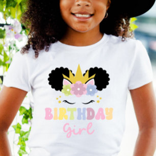 Afro Puff Unicorn Geburtstags Girl Party Outfit T-Shirt
