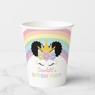 Afro Puff Unicorn Rainbows Geburtstagsparty Pappbecher
