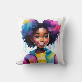 Afro Puffs Black Girl Rainbow Hair Kissen