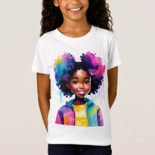 Afro Puffs Black Girl Rainbow Hair T-Shirt