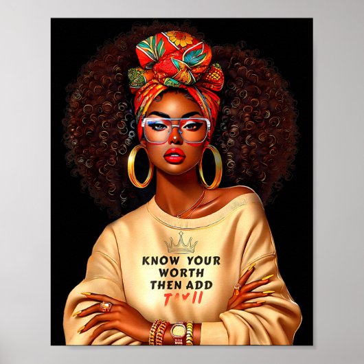 Afro Queen Black Woman African Melanin Black Histo Poster (Vorne)