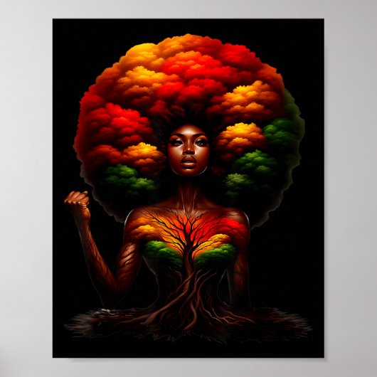 Afro Queen Black Woman African Roots Melanin Black Poster (Vorne)
