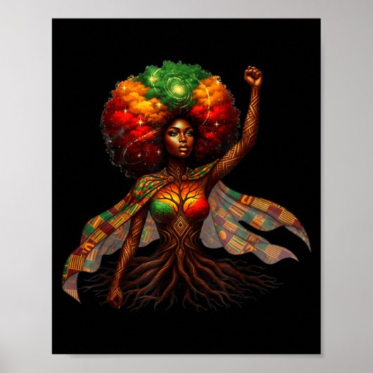 Afro Queen Black Woman African Roots Melanin Black Poster (Vorne)