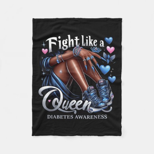Afro Queen kämpft wie eine Queen Diabetes Awarenes Fleecedecke (Vorderseite)