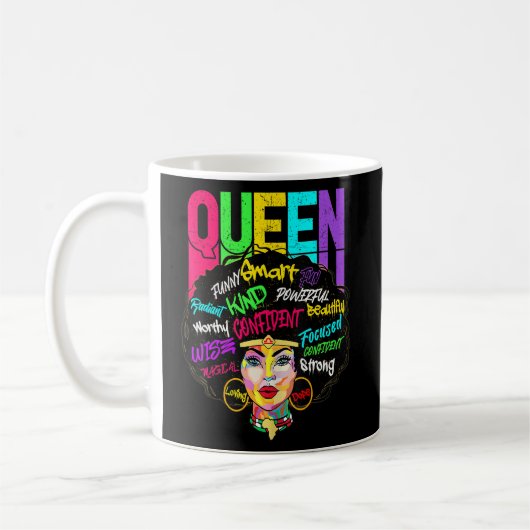 Afro Queen Smart Strong Black Woman Melanin Black Kaffeetasse (Links)