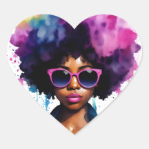 Afro Rainbow Hair Black Woman Sonnenbrille Art