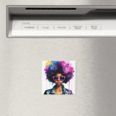 Afro Rainbow Hair Black Woman Sonnenbrille Magnet (In Situ (Geschirrspüler))