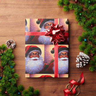 Afro Santa, Black Santa, Weihnachten, Afro America Geschenkpapier