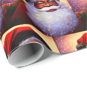 Afro Santa, Black Santa, Weihnachten, Afro America Geschenkpapier (Rolleneckpunkt)