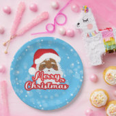 Afro Santa Claus Merry Weihnachtspapier Platte Pappteller (Party)