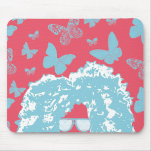 Afro, Schmetterlinge und Sonnenbrillen Mousepad